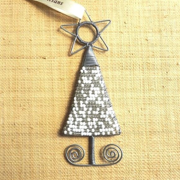 White beaded tree ornament - Picture 1 of 1